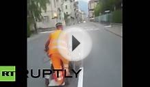 Italy: Worker turns motorised line painting into an ART FORM
